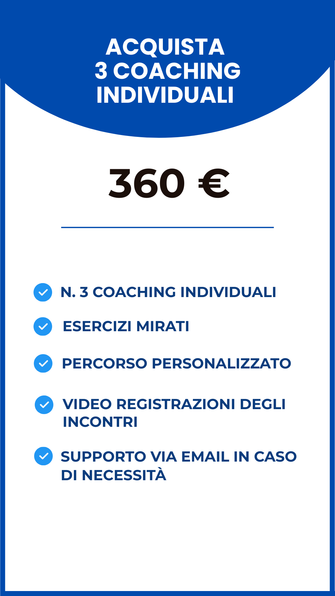 BOX PREZZO 3 COACHING AGOSTO